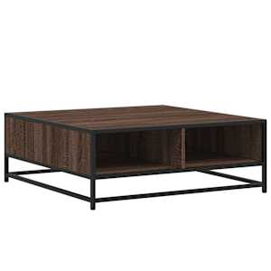 Konferenční stolek hnědý dub 80x80x30 cm kompozitní dřevo a kov - obrázek 7