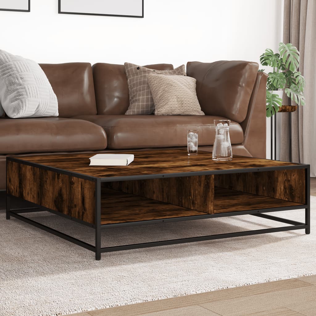 vidaXL Couchtisch Räuchereiche 100x100x30 cm Holzwerkstoff und Metall