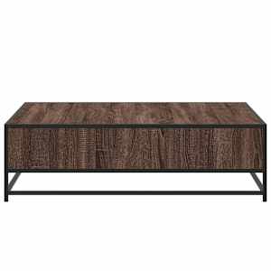Konferenční stolek hnědý dub 100 x 100 x 30 cm kompozit a kov - obrázek 6