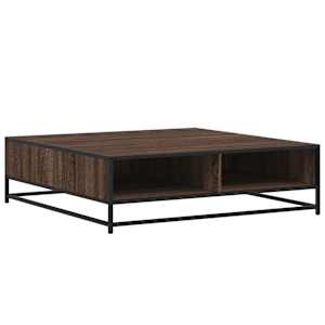Konferenční stolek hnědý dub 100 x 100 x 30 cm kompozit a kov - obrázek 7