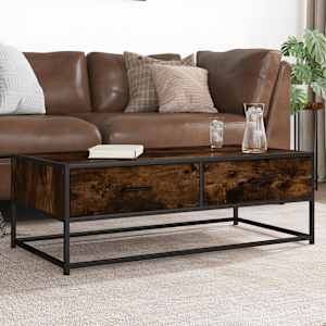 Klubska mizica dimljeni hrast 100x50x35 cm inž. les in kovina