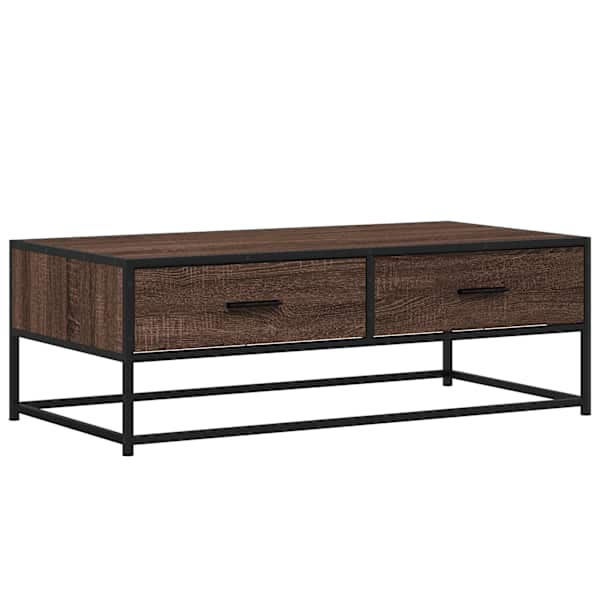 vidaXL kohvilaud, pruun tamm, 100 x 50 x 35 cm, tehispuit ja metall