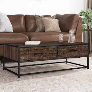 Klubska mizica rjavi hrast 100x50x35 cm inž. les in kovina