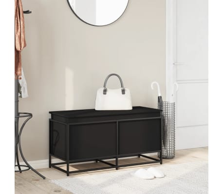 vidaXL Aufbewahrungsbox mit Deckel Schwarz 100x40x51,5cm Holzwerkstoff