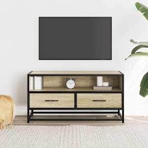 TV skříňka dub sonoma 80 x 34,5 x 40 cm kompozitní dřevo a kov - obrázek 3
