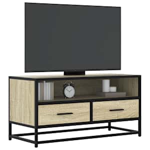 TV skříňka dub sonoma 80 x 34,5 x 40 cm kompozitní dřevo a kov - obrázek 1