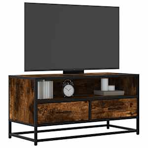 TV skříňka kouřový dub 80 x 34,5 x 40 cm kompozitní dřevo a kov - obrázek 1