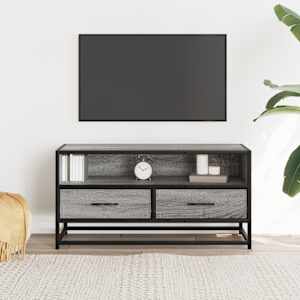 TV skříňka šedá sonoma 80 x 34,5 x 40 cm kompozitní dřevo a kov - obrázek 3