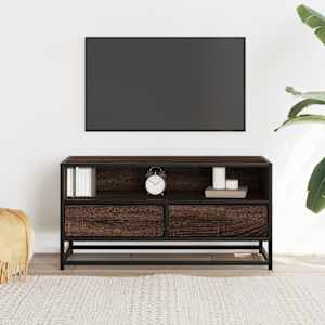 TV skříňka hnědý dub 80 x 34,5 x 40 cm kompozitní dřevo a kov - obrázek 3