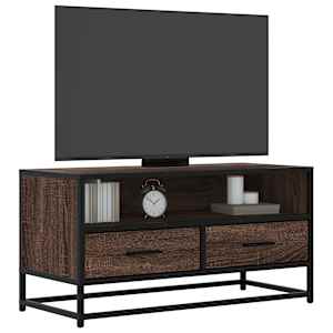 TV skříňka hnědý dub 80 x 34,5 x 40 cm kompozitní dřevo a kov - obrázek 1