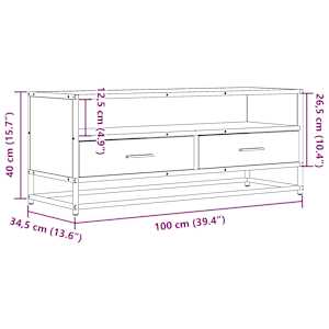 TV skříňka černá 100 x 34,5 x 40 cm kompozitní dřevo a kov - obrázek 10
