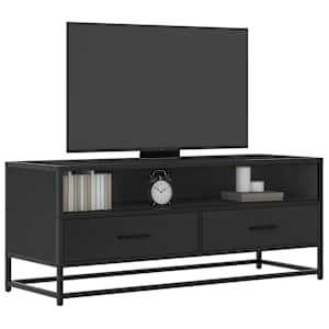 TV skříňka černá 100 x 34,5 x 40 cm kompozitní dřevo a kov - obrázek 1