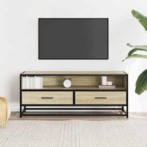 TV skříňka dub sonoma 100 x 34,5 x 40 cm kompozitní dřevo a kov - obrázek 3