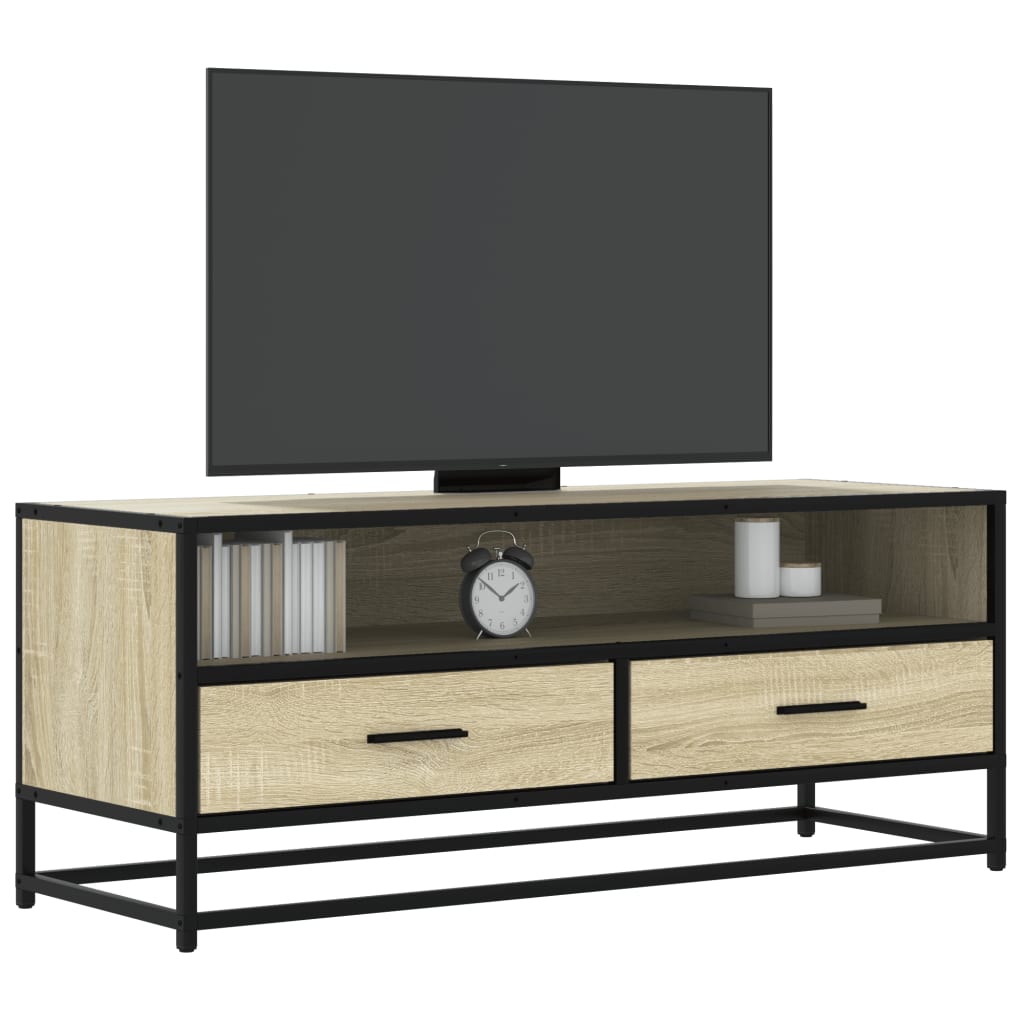 TV-Schrank Sonoma-Eiche 100×34,5×40 cm Holzwerkstoff und Metall