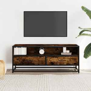 TV skříňka kouřový dub 100x34,5x40 cm kompozitní dřevo a kov - obrázek 3