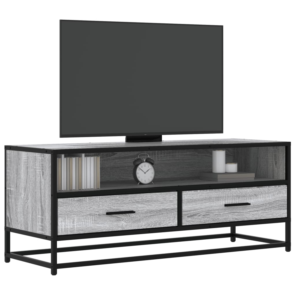 TV-Schrank Grau Sonoma 100×34,5×40 cm Holzwerkstoff und Metall