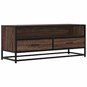 TV skříňka hnědý dub 100 x 34,5 x 40 cm kompozitní dřevo a kov - obrázek 2