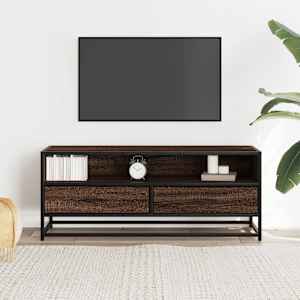 TV skříňka hnědý dub 100 x 34,5 x 40 cm kompozitní dřevo a kov - obrázek 3
