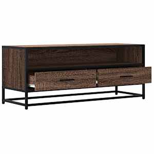 TV skříňka hnědý dub 100 x 34,5 x 40 cm kompozitní dřevo a kov - obrázek 7