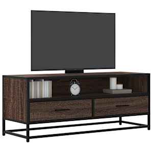 TV skříňka hnědý dub 100 x 34,5 x 40 cm kompozitní dřevo a kov - obrázek 1