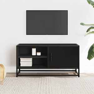 TV skříňka černá 80 x 34,5 x 40 cm kompozitní dřevo a kov - obrázek 3