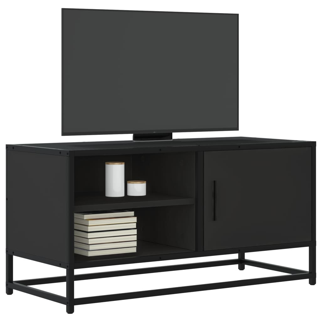 TV-Schrank Schwarz 80×34,5×40 cm Holzwerkstoff und Metall