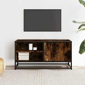 TV skříňka kouřový dub 80 x 34,5 x 40 cm kompozitní dřevo a kov - obrázek 3