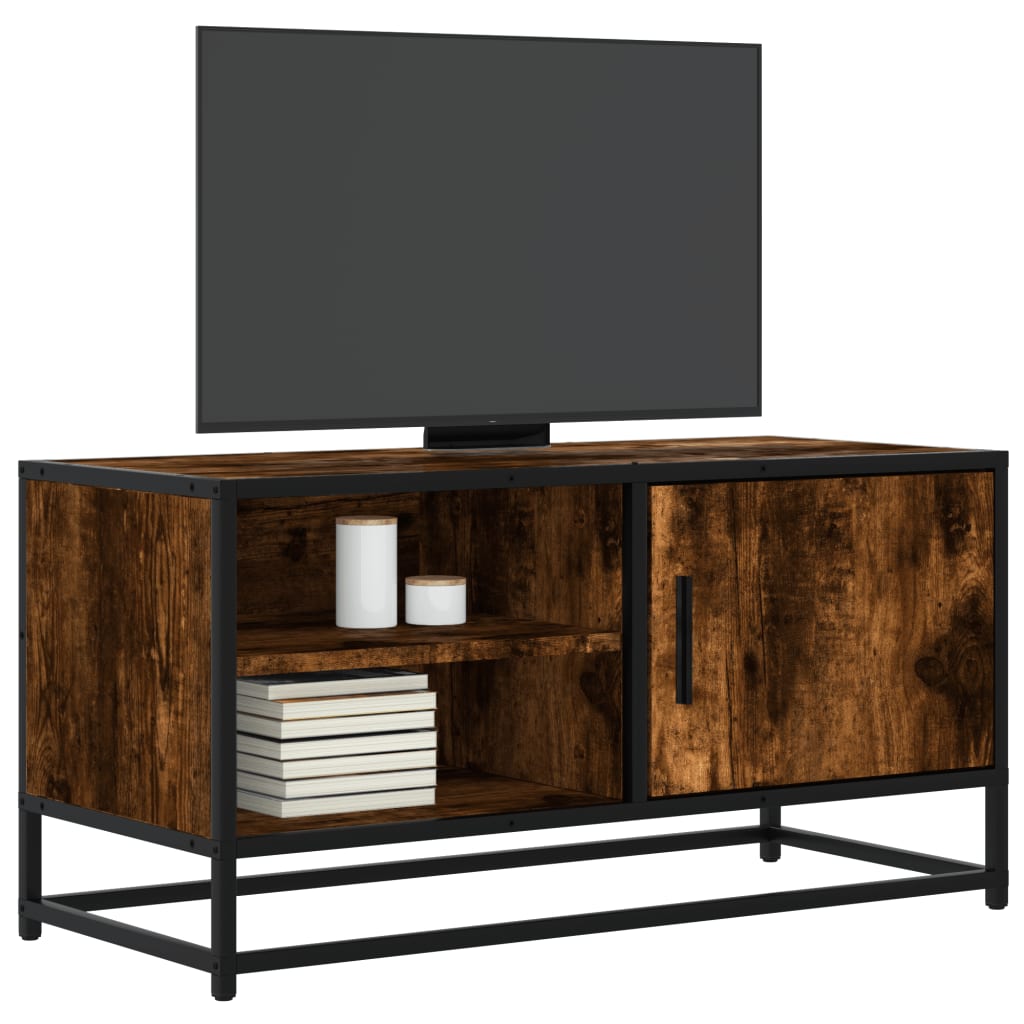 TV-Schrank Räuchereiche 80×34,5×40 cm Holzwerkstoff und Metall