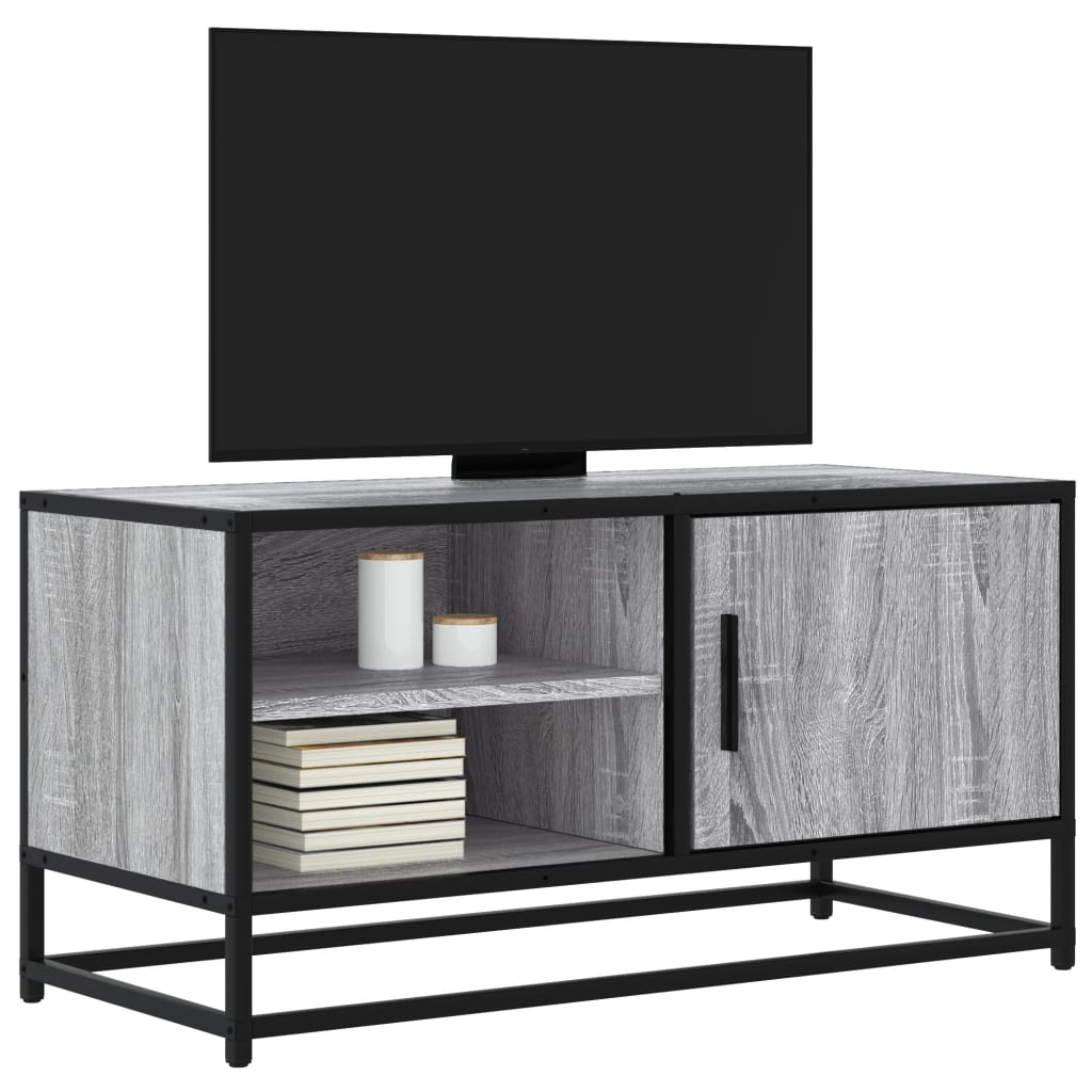 TV-Schrank Grau Sonoma 80×34,5×40 cm Holzwerkstoff und Metall