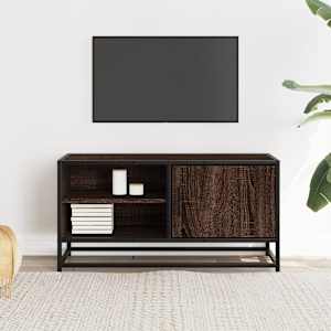 TV skříňka hnědý dub 80 x 34,5 x 40 cm kompozitní dřevo a kov - obrázek 3