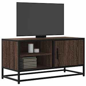 TV skříňka hnědý dub 80 x 34,5 x 40 cm kompozitní dřevo a kov - obrázek 1