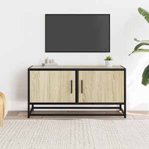 TV skříňka dub sonoma 80 x 34,5 x 40 cm kompozitní dřevo a kov - obrázek 3