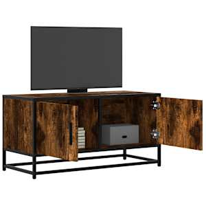TV skříňka kouřový dub 80 x 34,5 x 40 cm kompozitní dřevo a kov