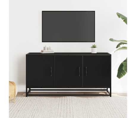 vidaXL Meuble TV noir 100x35x50 cm bois d'ing&eacute;nierie et m&eacute;tal
