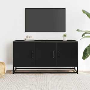 vidaXL Meuble TV noir 100x35x50 cm bois d'ing&eacute;nierie et m&eacute;tal