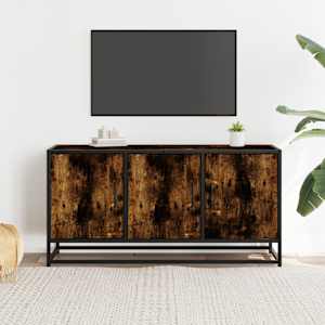 vidaXL TV Cabinet Smoked Oak 100x35x50 cm Engineered Wood and Metal