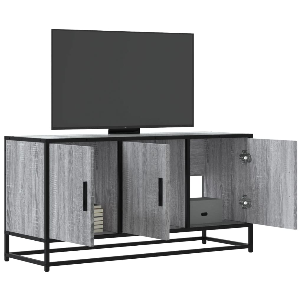 TV-Schrank Grau Sonoma 100x35x50 cm Holzwerkstoff und Metall