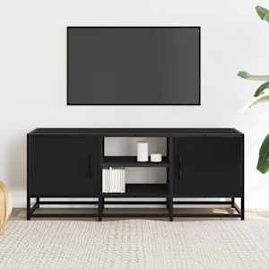 TV skříňka černá 100 x 35 x 41 cm kompozitní dřevo a kov - obrázek 3