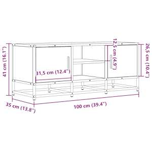 TV skříňka hnědý dub 100 x 35 x 41 cm kompozitní dřevo a kov - obrázek 10