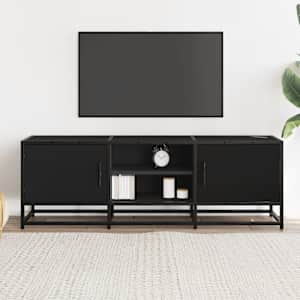 TV skříňka černá 120 x 35 x 41 cm kompozitní dřevo a kov - obrázek 3