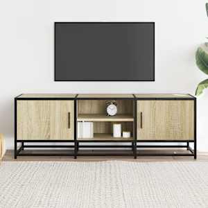 TV skříňka dub sonoma 120 x 35 x 41 cm kompozitní dřevo a kov - obrázek 3