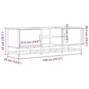 TV skříňka kouřový dub 120 x 35 x 41 cm kompozitní dřevo a kov - obrázek 10