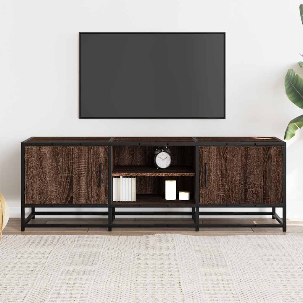 vidaXL Dulap TV, stejar maro, 120x35x41 cm, lemn prelucrat și metal