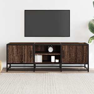 TV skříňka hnědý dub 120 x 35 x 41 cm kompozitní dřevo a kov - obrázek 3