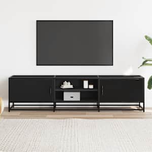 vidaXL TV Cabinet Black 160x35x41 cm Engineered Wood and Metal