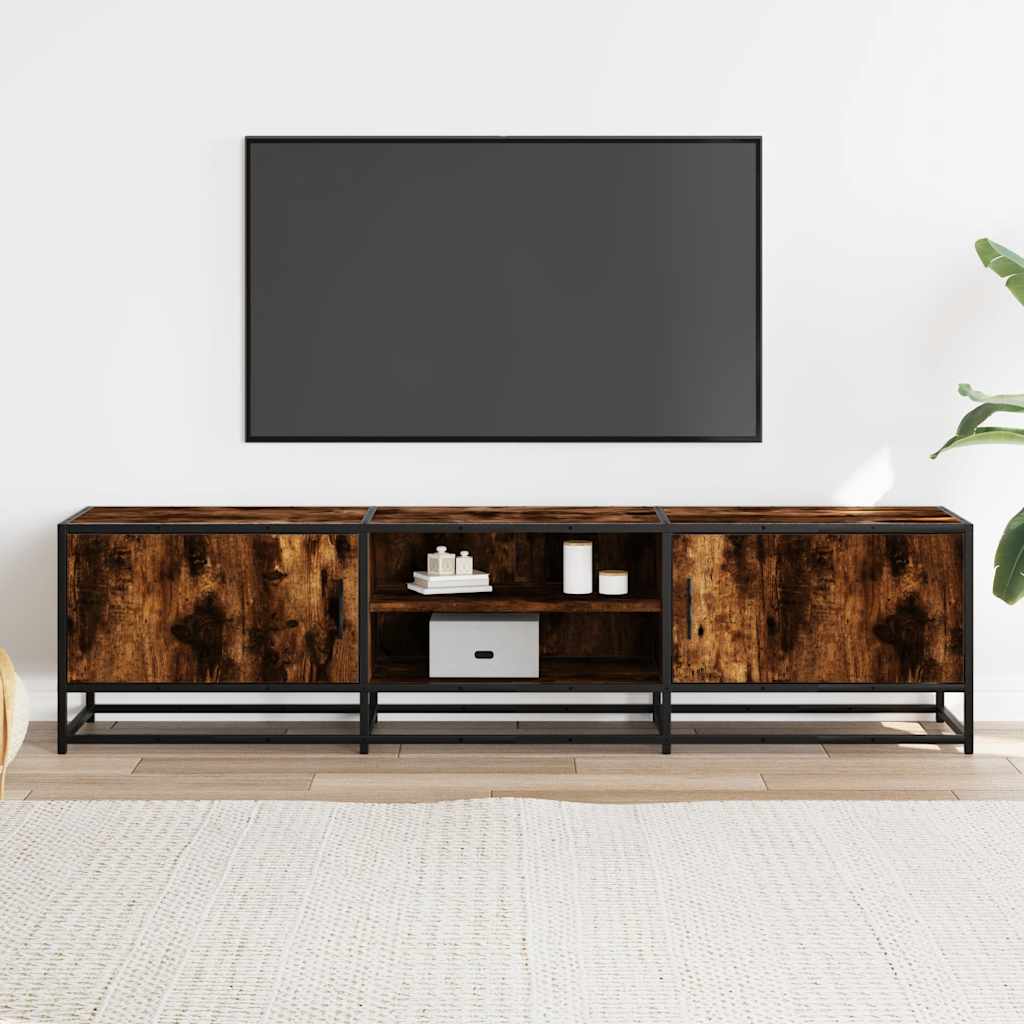 vidaXL Tv-meubel 160x35x41 cm bewerkt hout metaal gerookt eikenkleur