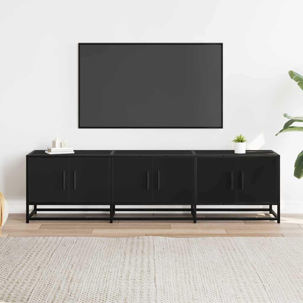 vidaXL Tv-meubel 150x35x41 cm bewerkt hout en metaal zwart