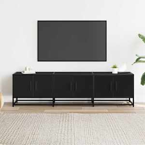 TV skříňka černá 150 x 35 x 41 cm kompozitní dřevo a kov - obrázek 3