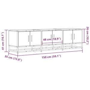 TV skříňka černá 150 x 35 x 41 cm kompozitní dřevo a kov - obrázek 10