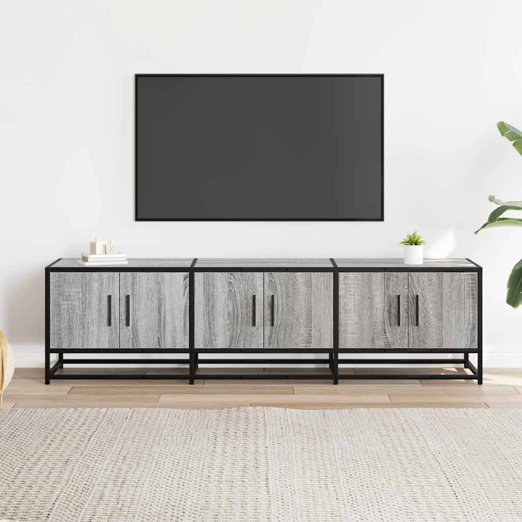 vidaXL Tv-meubel 150x35x41 cm bewerkt hout metaal grijs sonoma eiken